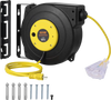 VEVOR Retractable Extension Cord Reel, 50 FT, Heavy Duty 14AWG/3C SJTOW Retractable Power Cord with Lighted Triple Tap Outlet, 13 Amp Circuit Breaker 180° Swivel Bracket for Ceiling or Wall Mount