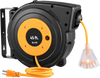 VEVOR Retractable Extension Reel, Heavy Duty 12AWG/3C SJTOW Power Cord 45 FT 12AWG, Black Tested toStandards