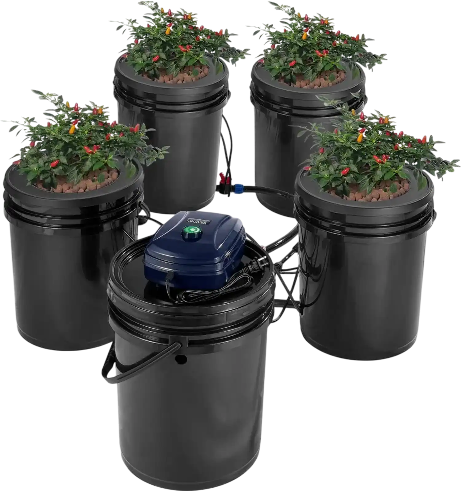 Vevor Hydroponic System RDWC 4 Bucket 5 Gal Deep Water Culture Grow Kit New