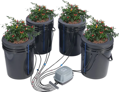 VEVOR DWC Hydroponics Grow System, Hydroponic Growing System with Top Drip Kit, Deep Water Culture 5-Gallon 4 Buckets, with Air Pump, Air Stones and Water Level Device for Leafy Vegetables