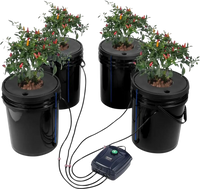VEVOR DWC Hydroponic System, 5 Gallon 4 Buckets, Deep Water Culture Growing Bucket, Hydroponics Grow Kit with Pump, Air Stone and Water Level Device, for Indoor/Outdoor Leafy Vegetables