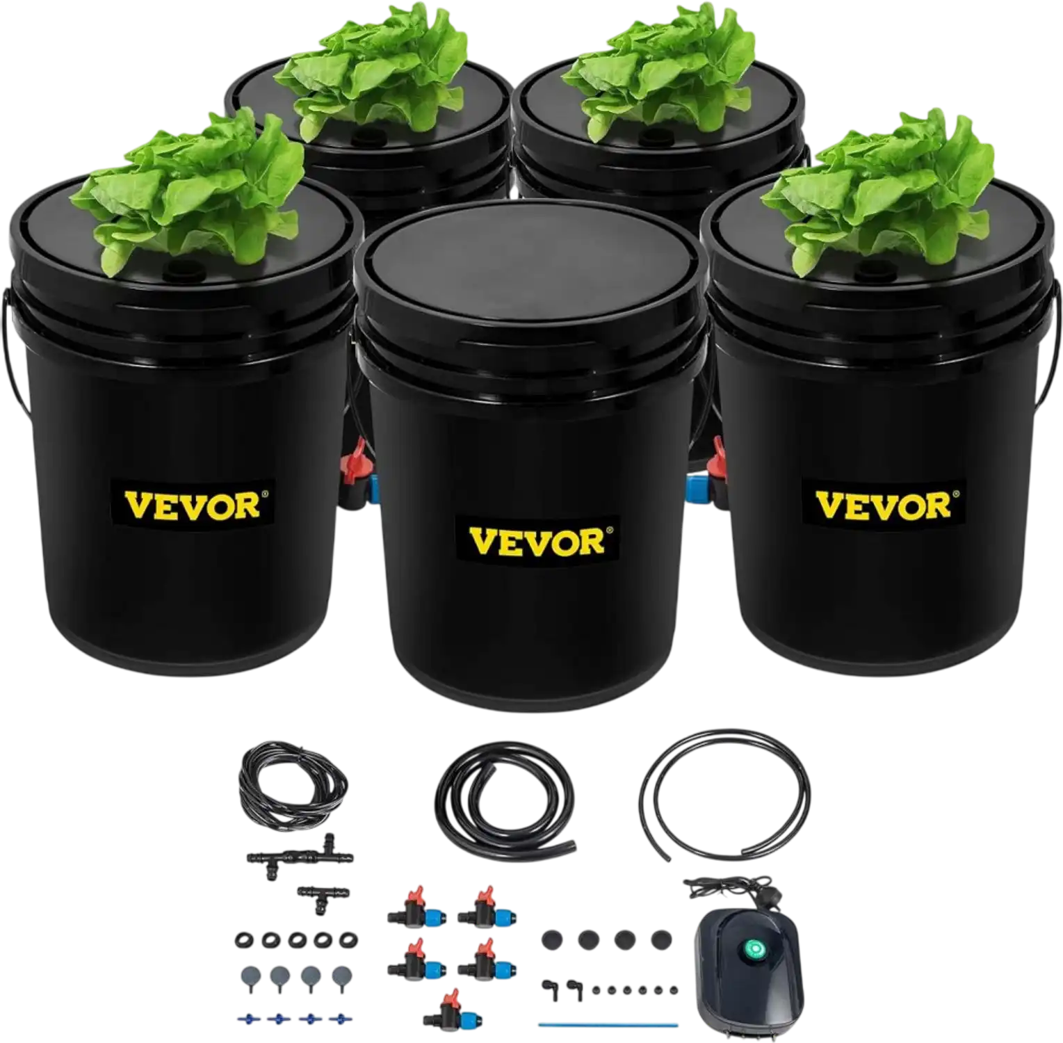Vevor Hydroponic System 5 Gallon 5-Bucket Deep Water Culture Grow Kit New