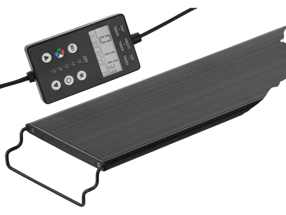 VEVOR Aquarium Light with LCD Monitor, 18W Full Spectrum Fish Tank Light with 24/7 Natural Mode, Adjustable Brightness & Timer - Aluminum Alloy Shell Extendable Brackets for 18"-24" Freshwater Tank