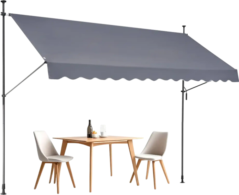 VEVOR 138 x 47" Patio Awning Retractable, Awning Sunshade Shelter with Manual Crank Handle, Outdoor Patio Canopy Sunsetter Deck, Adjustable Height from 86 to 122 in, for Patio/Balcony/Yard, Dark Gray