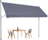 VEVOR 178 x 47" Patio Awning Retractable, Awning Sunshade Shelter with Manual Crank Handle, Outdoor Patio Canopy Sunsetter Deck, Adjustable Height from 86 to 122 in, for Patio/Balcony/Yard, Dark Gray