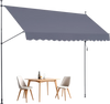 VEVOR 157 x 47" Patio Awning Retractable, Awning Sunshade Shelter with Manual Crank Handle, Outdoor Patio Canopy Sunsetter Deck, Adjustable Height from 86 to 122 in, for Patio/Balcony/Yard, Dark Gray