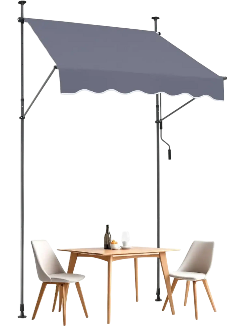 VEVOR 59 x 47" Patio Awning Retractable, Awning Sunshade Shelter with Manual Crank Handle, Outdoor Patio Canopy Sunsetter Deck, Adjustable Height from 86 to 122 in, for Patio/Balcony/Yard, Dark Gray