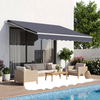VEVOR Manual Retractable Awning, 9.8' x 8.2' Outdoor Patio Awning Retractable Sun Shade, Patio Door Window Water-Resistant Polyester Sunshade Shelter with Crank Handle for Deck, Balcony, Yard, Gray