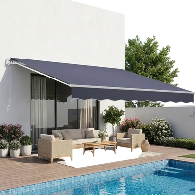 Vevor Retractable Awning Manual 11.5' x 9.8' Outdoor Patio Sun Shade Gray New