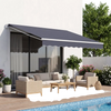 VEVOR Manual Retractable Awning, 8.2' x 6.6' Outdoor Patio Awning Retractable Sun Shade, Patio Door Window Water-Resistant Polyester Sunshade Shelter with Crank Handle for Deck, Balcony, Yard, Gray