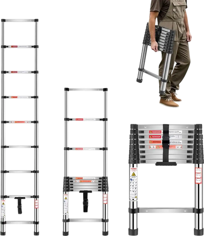 Vevor Telescoping Ladder 8.5' Stainless Steel Portable Extension New