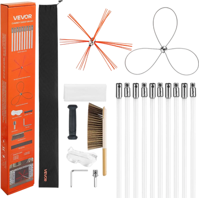 Vevor Chimney Sweep Kit 33' Extendable Chimney Brush Cleaner New