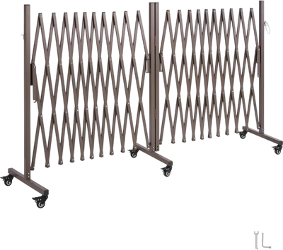 VEVOR Double Expandable Barricades, 27FT Expandable Safety Barrier, 0-180° Rotatable Mobile Barricade with Locking Casters, Portable Folding Security Gate Traffic Fence for Patio Garden Stairway