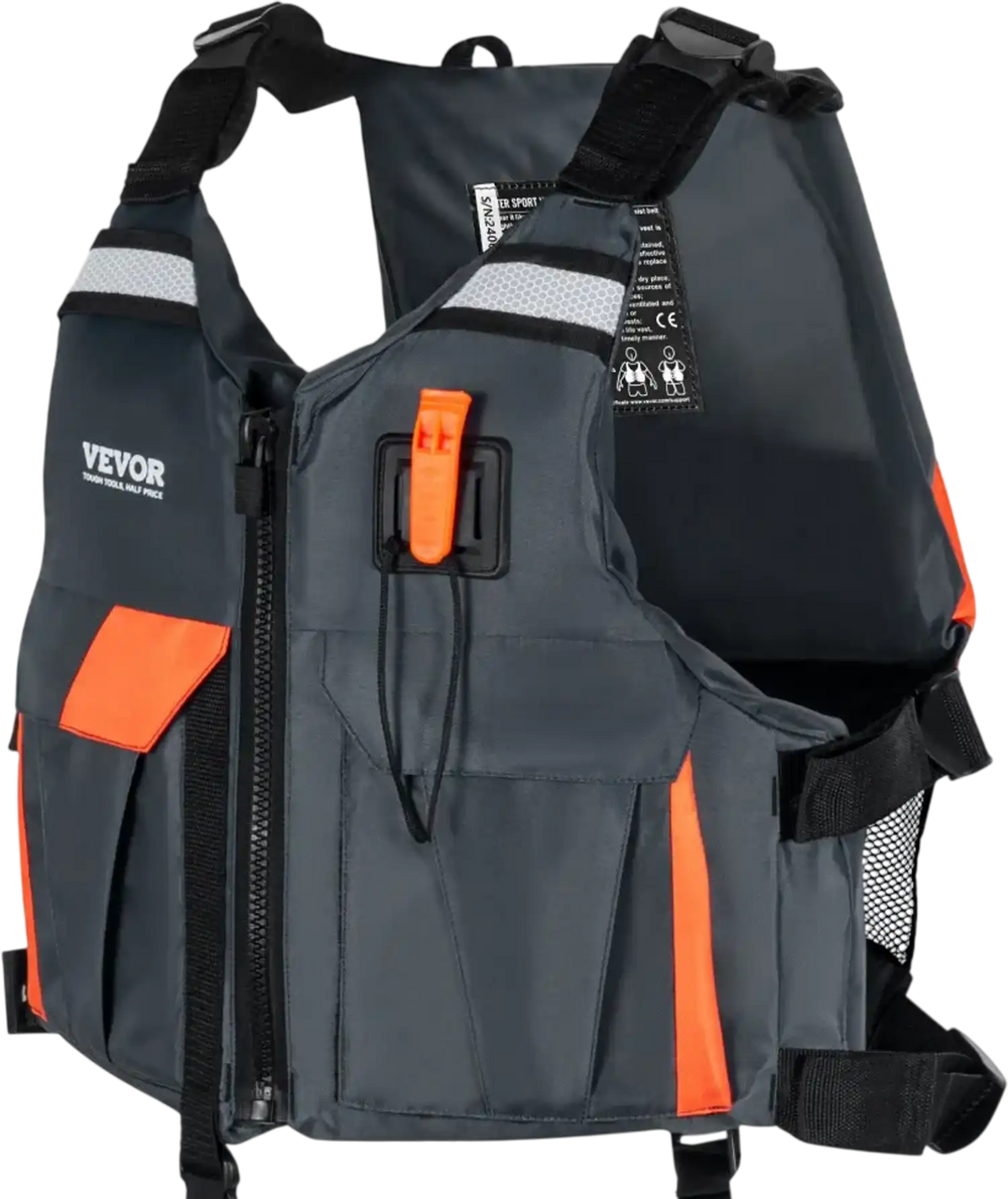 VEVOR Life Vest for Watersports (PFD), Life Jacket with Waterproof Nylon & 110N Buoyancy, Life Vest/Jacket for Any Water Activity-Fishing, Kayaking, Surfing and More, Men and Women XL