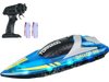 VEVOR RC Boat, 2.4GHz 12 km/h, Remote Control Boat for Pools & Lakes, Racing Boat with LED Light, 2 Rechargeable Batteries, Whole Body Waterproof, Water Play Toy Gift for Adults Boys & Girls, Blue