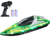 VEVOR RC Boat, 2.4GHz 12 km/h, Remote Control Boat for Pools & Lakes, Racing Boat with LED Light, 2 Rechargeable Batteries, Whole Body Waterproof, Water Play Toy Gift for Adults Boys & Girls, Green