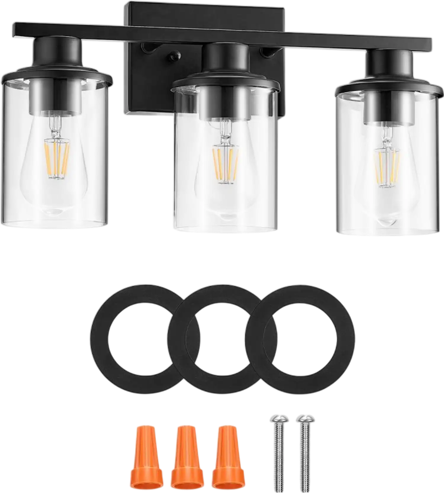 Vevor Vanity Light 3-Light Modern Bathroom Fixture with Clear Glass Shade New