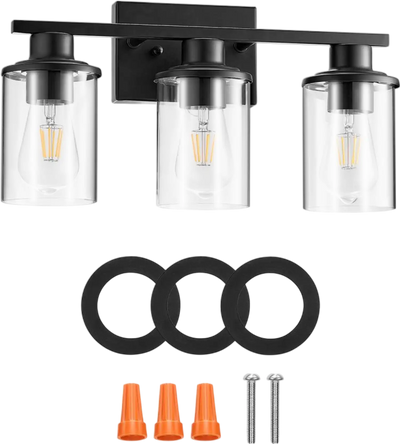 Vevor Vanity Light 3-Light Modern Bathroom Fixture with Clear Glass Shade New