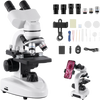 VEVOR Compound Binocular Microscope, 40-2000X Magnification, Professional Compound Microscope for Adult with Phone Adapter, LED Light, Aluminum Alloy Body, for Lab, School, Home, Education