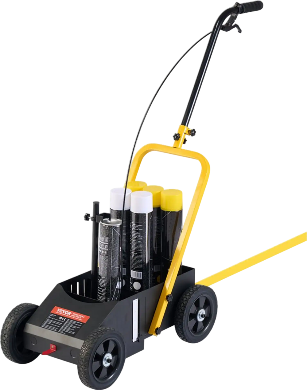 VEVOR Striping Line Marking Machine, 24 x 13 x 35.4 in, 4-Wheel, Heavy Duty Striping Line Marking Machine, Striping Line Machine with Adjustable Width, for Roads, Parking Lots, Sports Field, Black