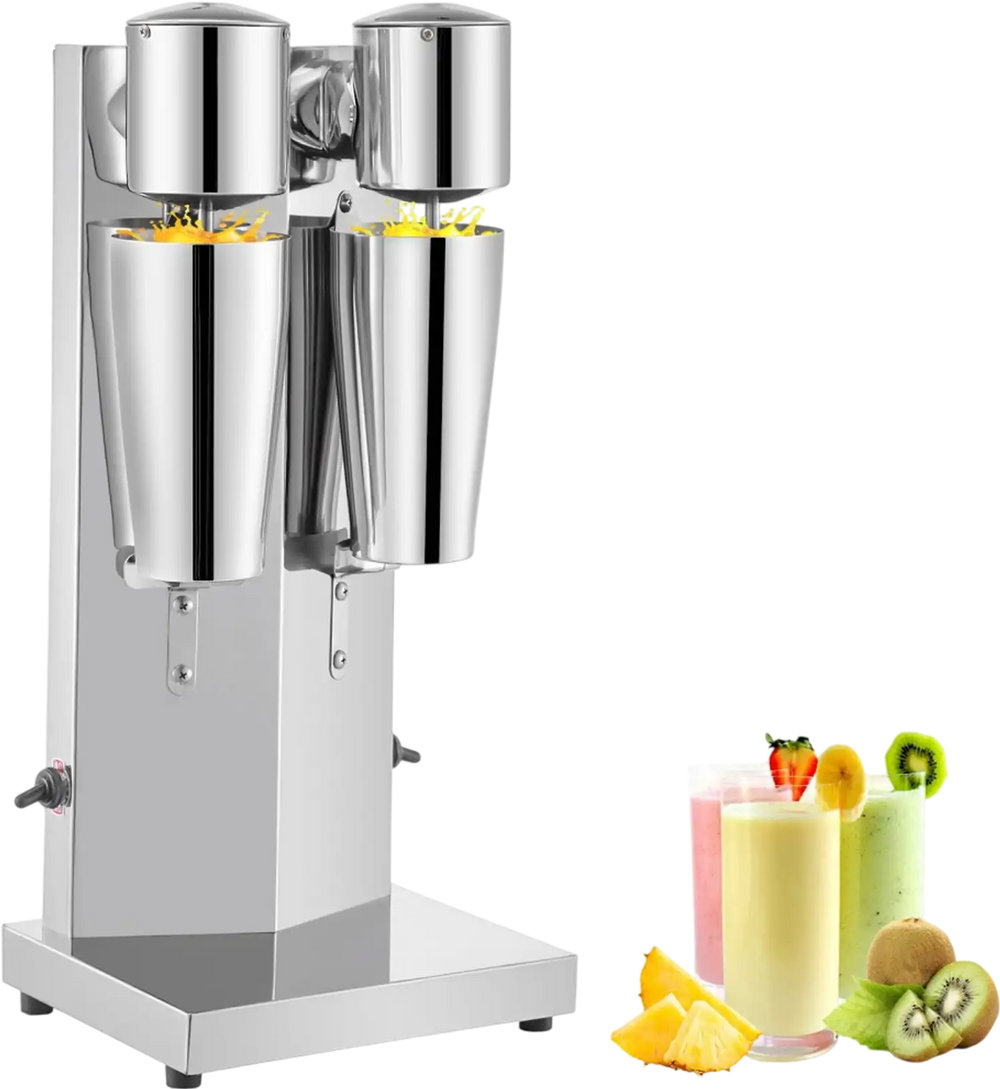 VEVOR Milkshake Maker Kit, Stainless Steel Electric Milkshake Maker, 180W Milkshake Machine, Double Head Classic Milkshake Maker with 800ml Cup, Silver Milkshake Maker Machine, 2 Speed Adjustable