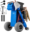 VEVOR Beach Cart with Large Wheels for Sand, 165 lbs Load Capacity, Heavy Duty Folding Beach Wagon with 12" Balloon Wheels, Insulated Cooler Bag, Umbrella Holder, Holds 4 Chairs for Camping & Fishing