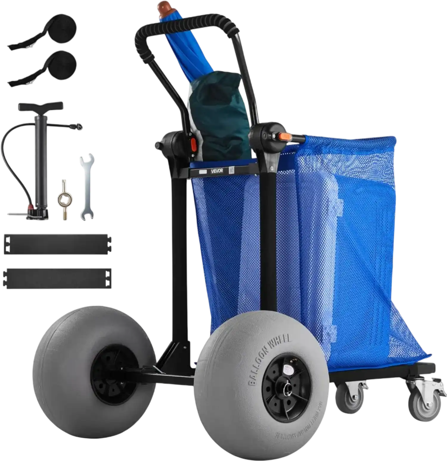 Vevor Beach Cart Folding Beach Wagon with Large Sand Wheels New