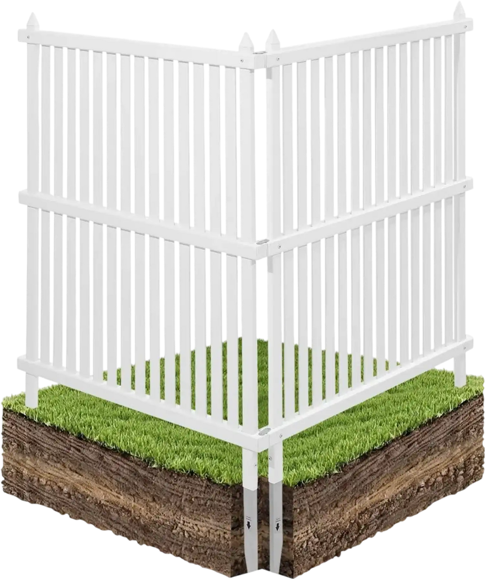 VEVOR 2 Panels Outdoor Privacy Screen, 36 x 45 in Air Conditioner Fence with 19.7 in Ground Stakes, Pool Equipment Enclosure, Strip Vinyl Privacy Fence, Ideal for Trash Can and A/C Units, White