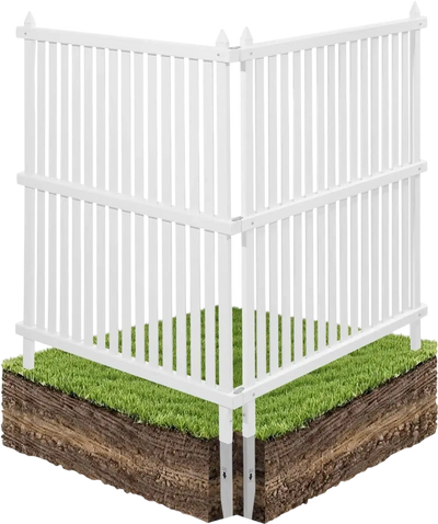 VEVOR 2 Panels Outdoor Privacy Screen, 36 x 45 in Air Conditioner Fence with 19.7 in Ground Stakes, Pool Equipment Enclosure, Strip Vinyl Privacy Fence, Ideal for Trash Can and A/C Units, White