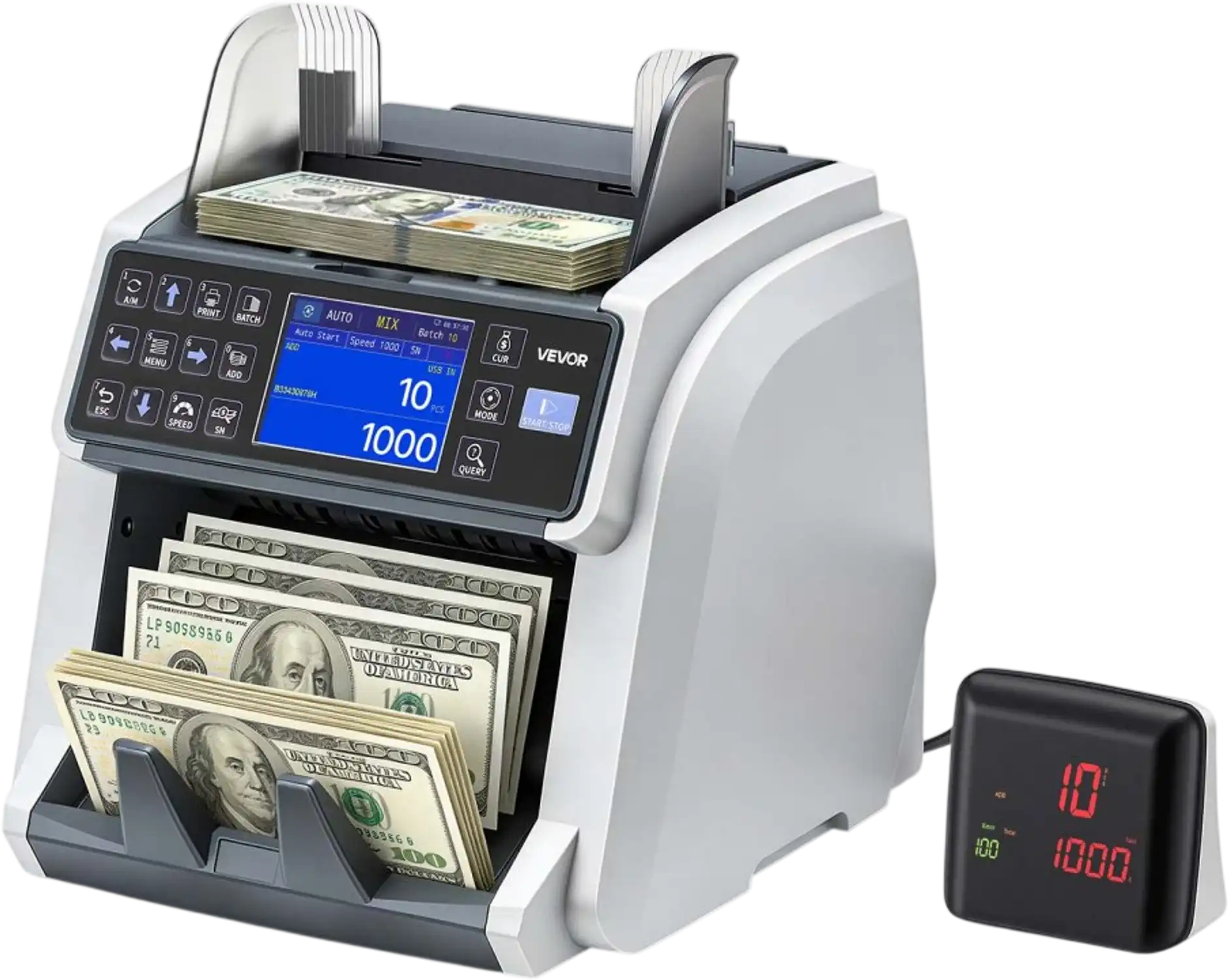 Vevor Money Counter Machine Mixed Denomination Bill Cash Counter with External Display New