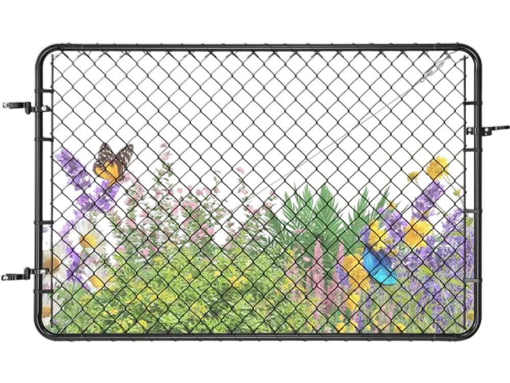 VEVOR Chain Link Fence Gate, 72 x 46 in, Adjustable Chain Link Fence Panel, Fit 2.2-6 ft (W) x 6 ft (H) Garden Fence Gate Opening, Fencing Gate with Plastic Coating, for Farm Black, Posts Not Included