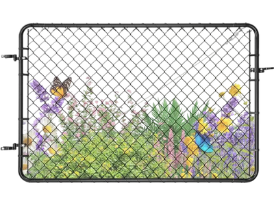 VEVOR Chain Link Fence Gate, 72 x 46 in, Adjustable Chain Link Fence Panel, Fit 2.2-6 ft (W) x 6 ft (H) Garden Fence Gate Opening, Fencing Gate with Plastic Coating, for Farm Black, Posts Not Included