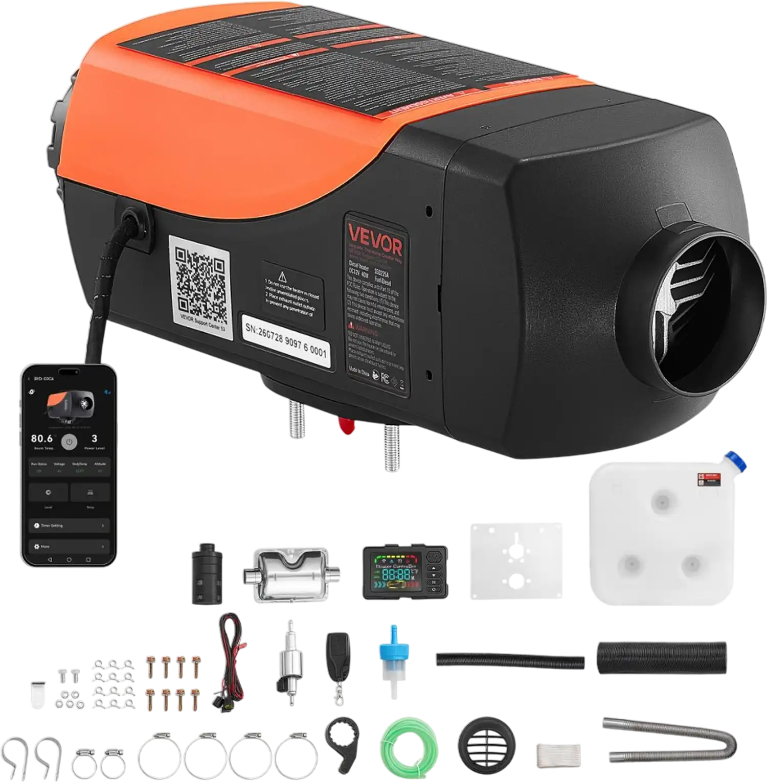 Vevor Diesel Heater 12V 10 L 2.6 Gal Bluetooth App Control Air Heater New