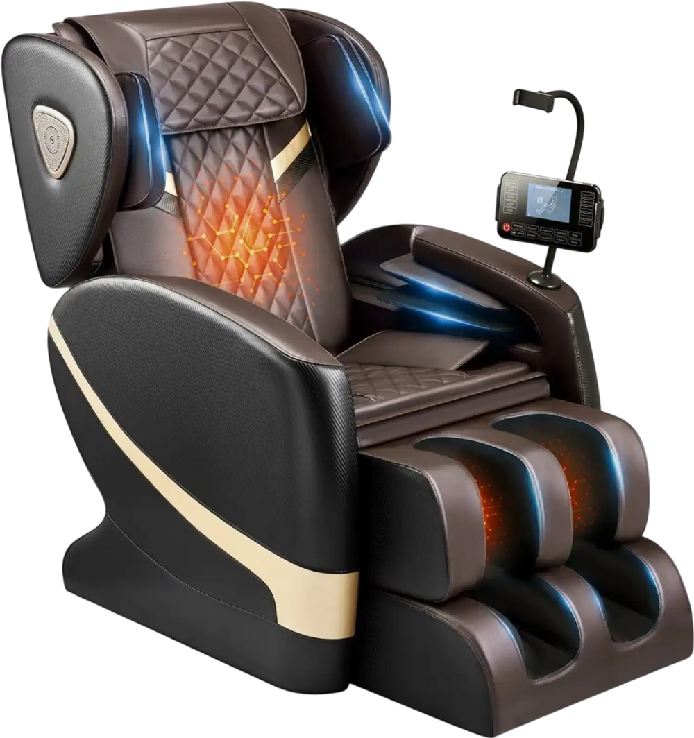 VEVOR Massage Chair, Zero Gravity Full Body Massage Chair with 10-Point Rollers, 5 Automatic Modes, 8 Airbags, Waist & Leg Heating, Bluetooth Speaker, Touchscreen Control, for Home and Office Use