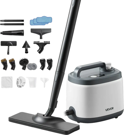 VEVOR Steam Cleaner, 51 oz Tank, Steamer for Cleaning with 19 Accessories, Extended Power Cord and Hose, Portable Handle, Fast Heating, Powerful Canister Steam Cleaner for Home, Car Detailing, Floors