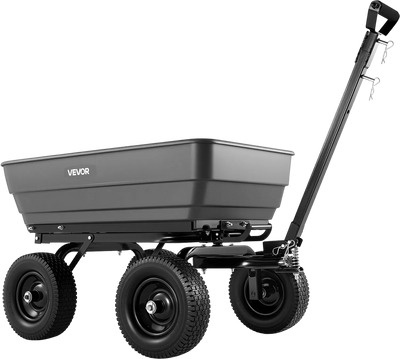 Vevor Garden Dump Cart 1200 lb. Load Capacity 6 Cu. Ft. with Convertible Tow Handle New