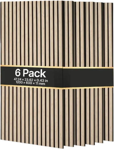 Vevor Acoustic Wall Panels Oak Finish Sound-Absorbing Slat Panels 6-Pack New