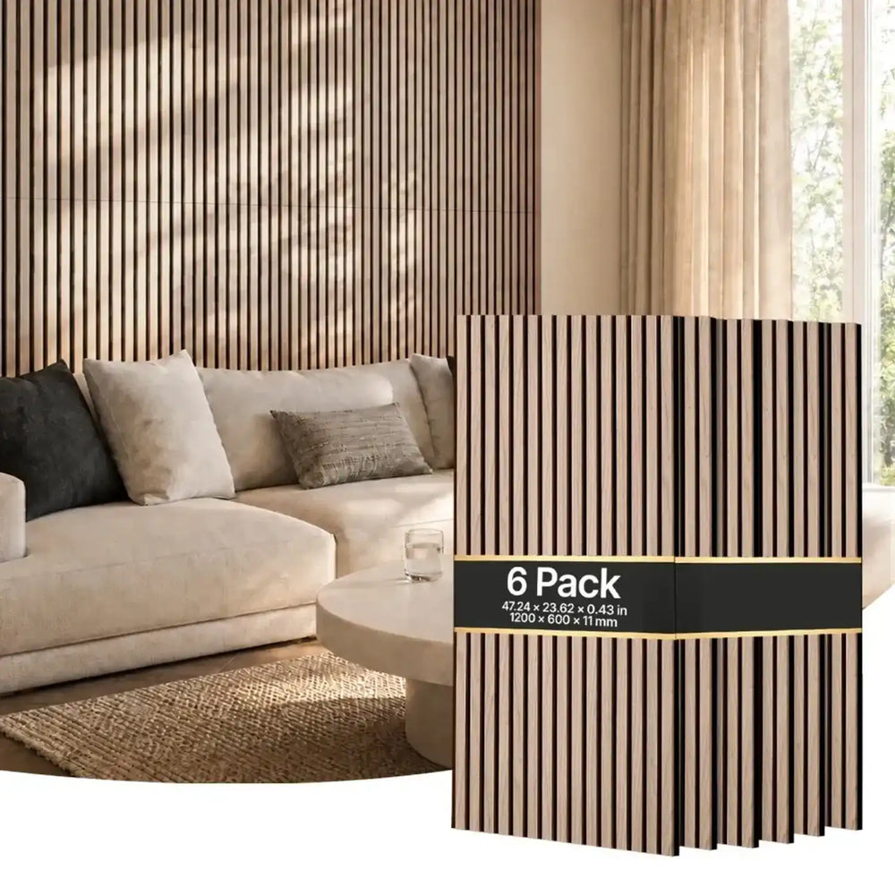 VEVOR Wood Wall Panels, 47.2 x 23.6 inches, Acoustic Slat Panels, Walnut, Sound Absorbing for Living Rooms, Bedrooms, Offices, Studios, Interior Wall Decor, MDF & PET Construction, Screw Kit, 6-Pack