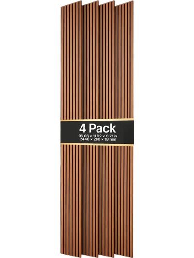 VEVOR Wood Wall Panels, 96.1 x 11 inches, Acoustic Slat Panels, Dark Teak, Sound Absorbing for Living Rooms, Bedrooms, Offices, Studios, Interior Wall Decor, MDF & PET Construction, Screw Kit, 4-Pack
