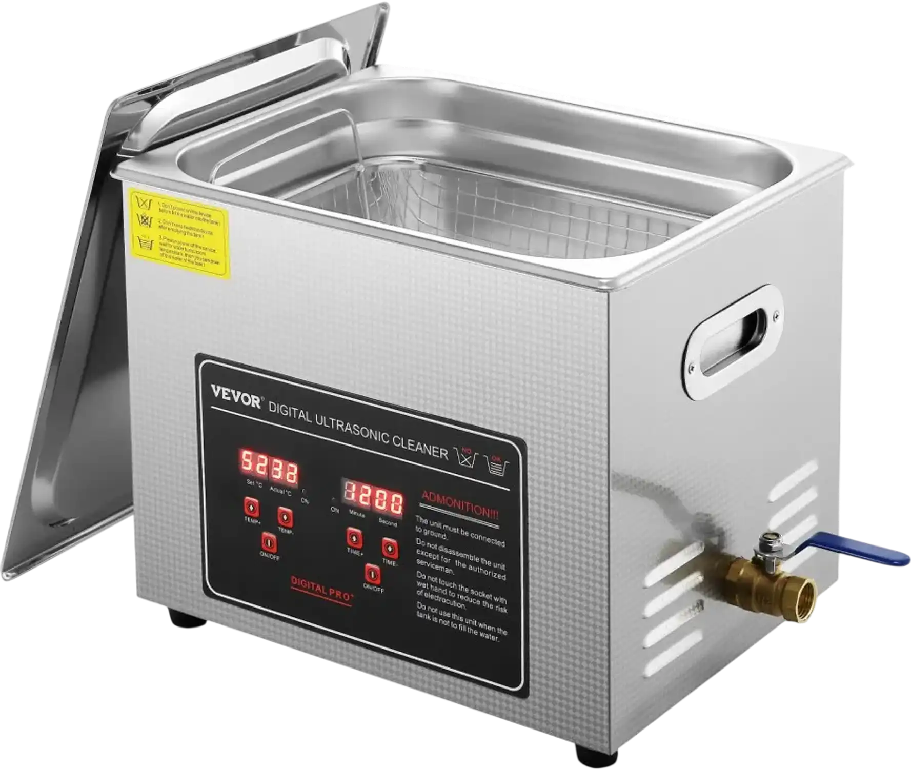 Vevor Ultrasonic Cleaner 10L Stainless Steel Heated Cleaning Machine New