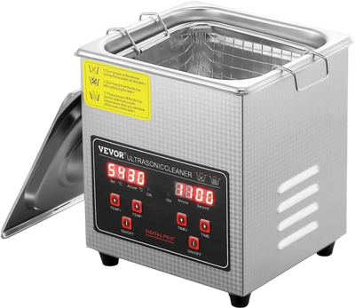 VEVOR Ultrasonic Cleaner with Digital Timer & Heater, Professional Ultra Sonic Jewelry Cleaner, Stainless Steel Heated Cleaning Machine for Glasses Watch Rings Small Parts Circuit Board (2L)