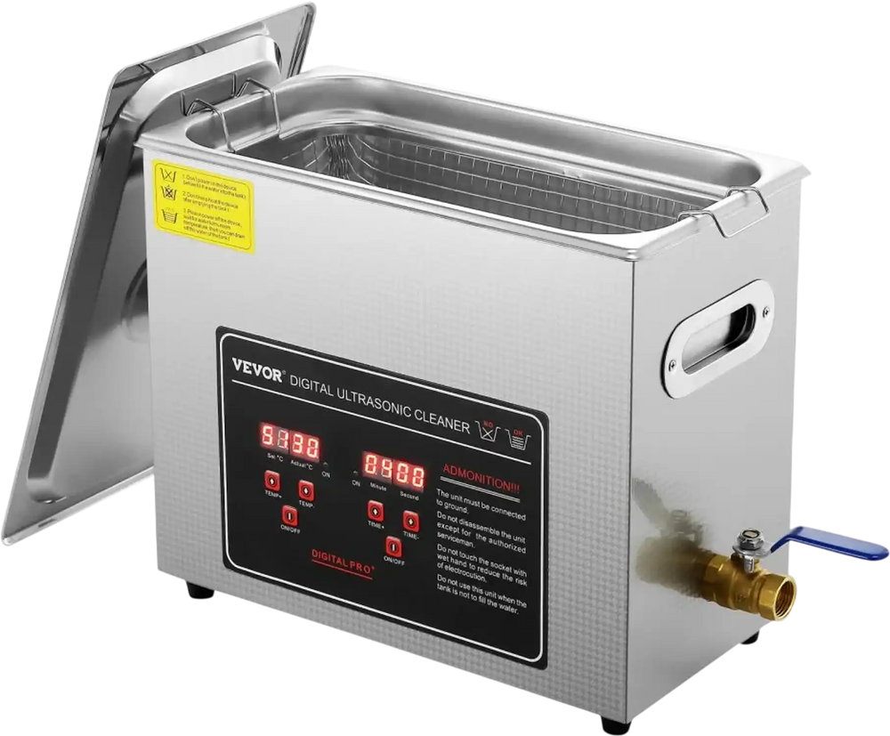 VEVOR Ultrasonic Cleaner with Digital Timer & Heater, Professional Ultra Sonic Jewelry Cleaner, Stainless Steel Heated Cleaning Machine for Glasses Watch Rings Small Parts Circuit Board (6L)