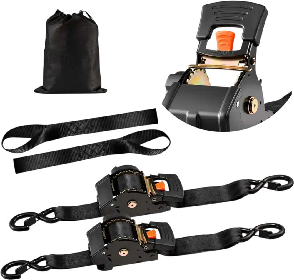 VEVOR Retractable Ratchet Straps, 2 in x 10 ft, Tie Down Straps with S Hooks, 3033 lbs Break Strength, 2 Soft Loops, Tie Down Ratcheting for Moving, Trailers, Motorcycles, Kayaks, Car Roof, 2 Pack