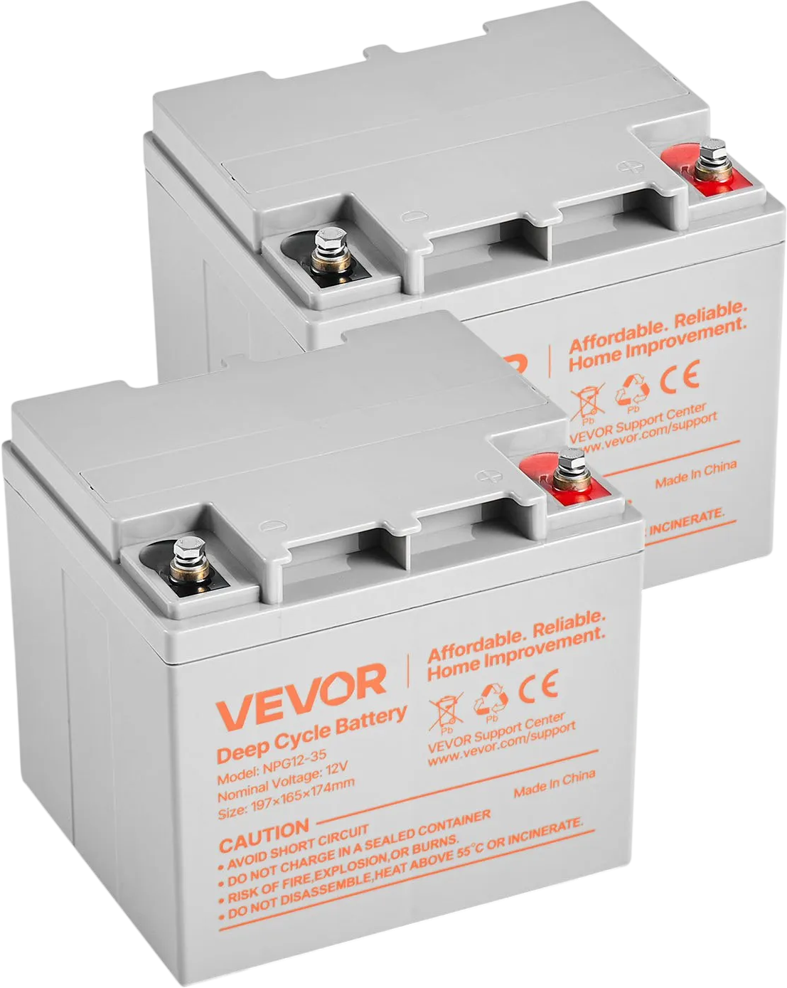 Vevor Deep Cycle Battery 12V 35Ah Lead Acid AGM Technology 2 Pack New