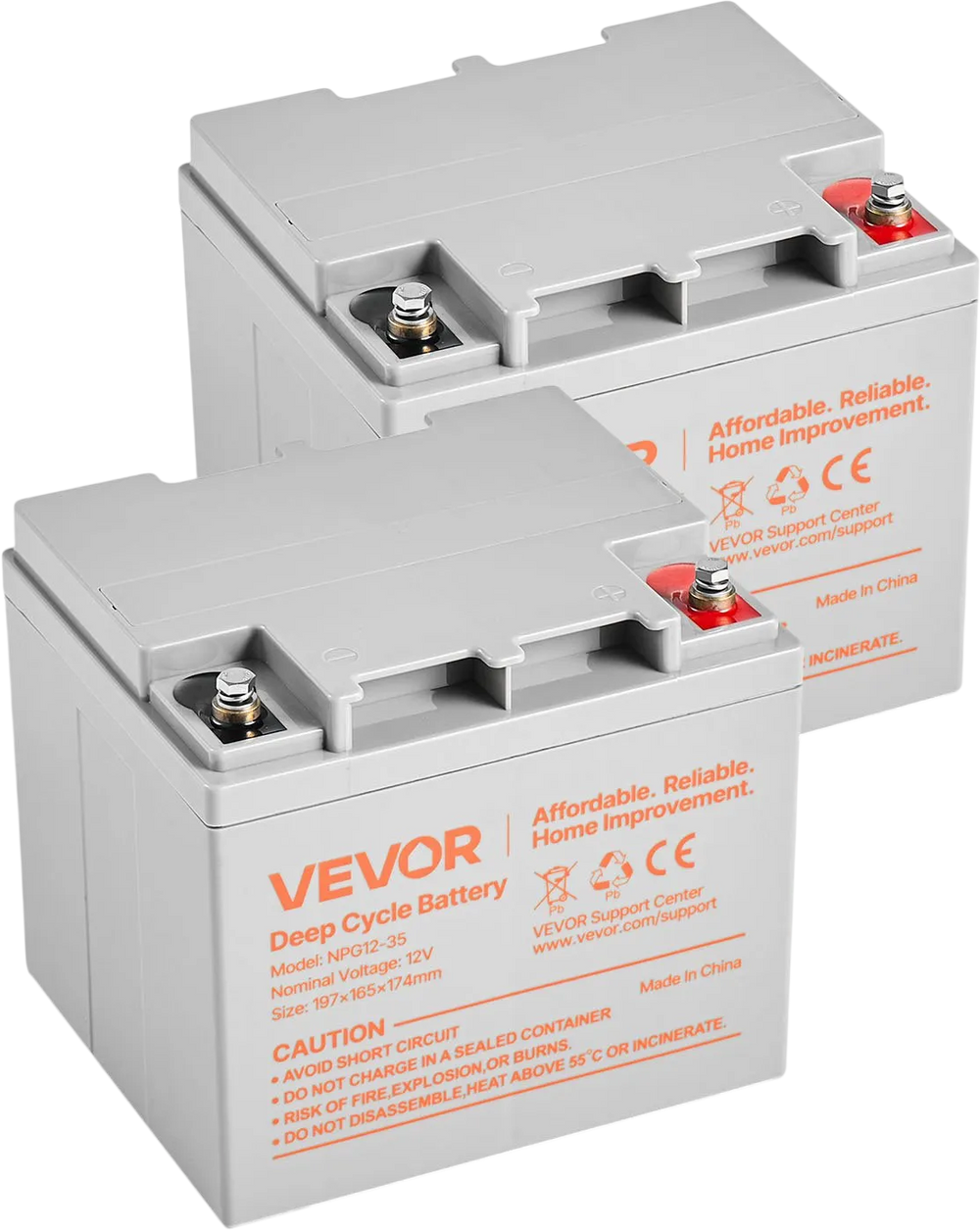 VEVOR 2 Pack 12V 35Ah Deep Cycle Battery, Sealed AGM Technology, Rechargeable Lead Acid AGM Battery, Backup Replacement for Scooters, Mobility Wheelchair, Solar System Off-Grid Home Energy Storage
