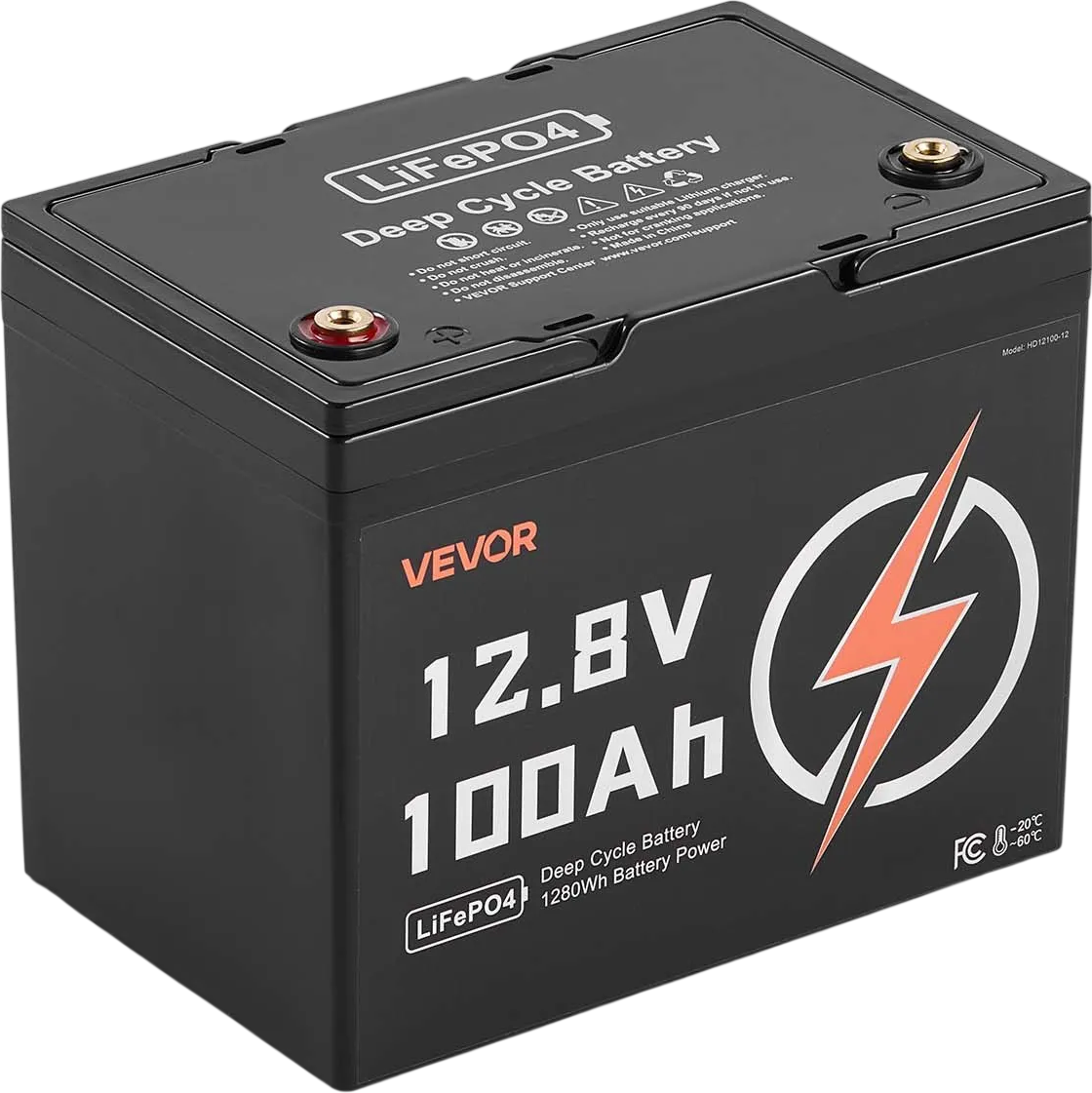 Vevor Deep Cycle Battery 12V 100Ah LiFePO4 with Built-in BMS New