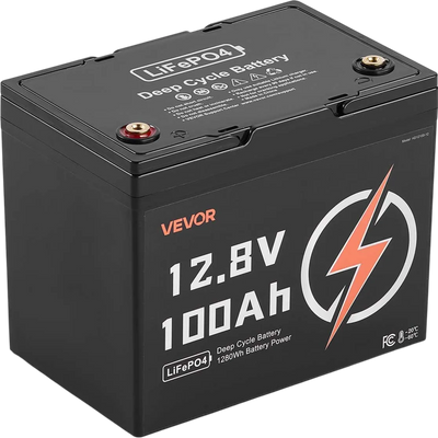 Vevor Deep Cycle Battery 12V 100Ah LiFePO4 with Built-in BMS New