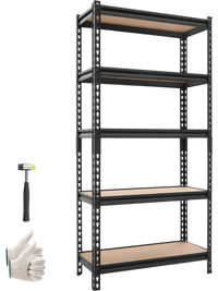 VEVOR Storage Shelves, 5-Tier Adjustable, 2000 lbs Capacity, Heavy Duty Garage Storage Shelving Unit, Metal Utility Rack Shelf, for Kitchen Pantry Basement Bathroom, 29.88