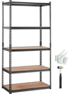 VEVOR Storage Shelving Unit, 5-Tier Adjustable, 2000 lbs Capacity, Heavy Duty Garage Shelves Metal Organizer Utility Rack, Black, 35" L x 18" W x 71" H for Kitchen Pantry Basement Bathroom Laundry