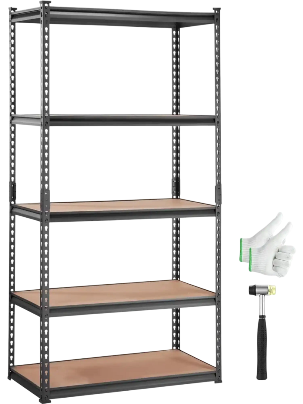 VEVOR Storage Shelving Unit, 5-Tier Adjustable, 2000 lbs Capacity, Heavy Duty Garage Shelves Metal Organizer Utility Rack, Black, 35" L x 18" W x 71" H for Kitchen Pantry Basement Bathroom Laundry